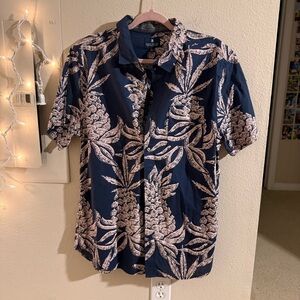Tropical Navy and Pink Men's Shirt